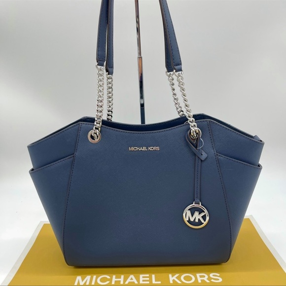 Michael Kors Handbags - Michael Kors Large Chain Shoulder Tote Bag Navy
